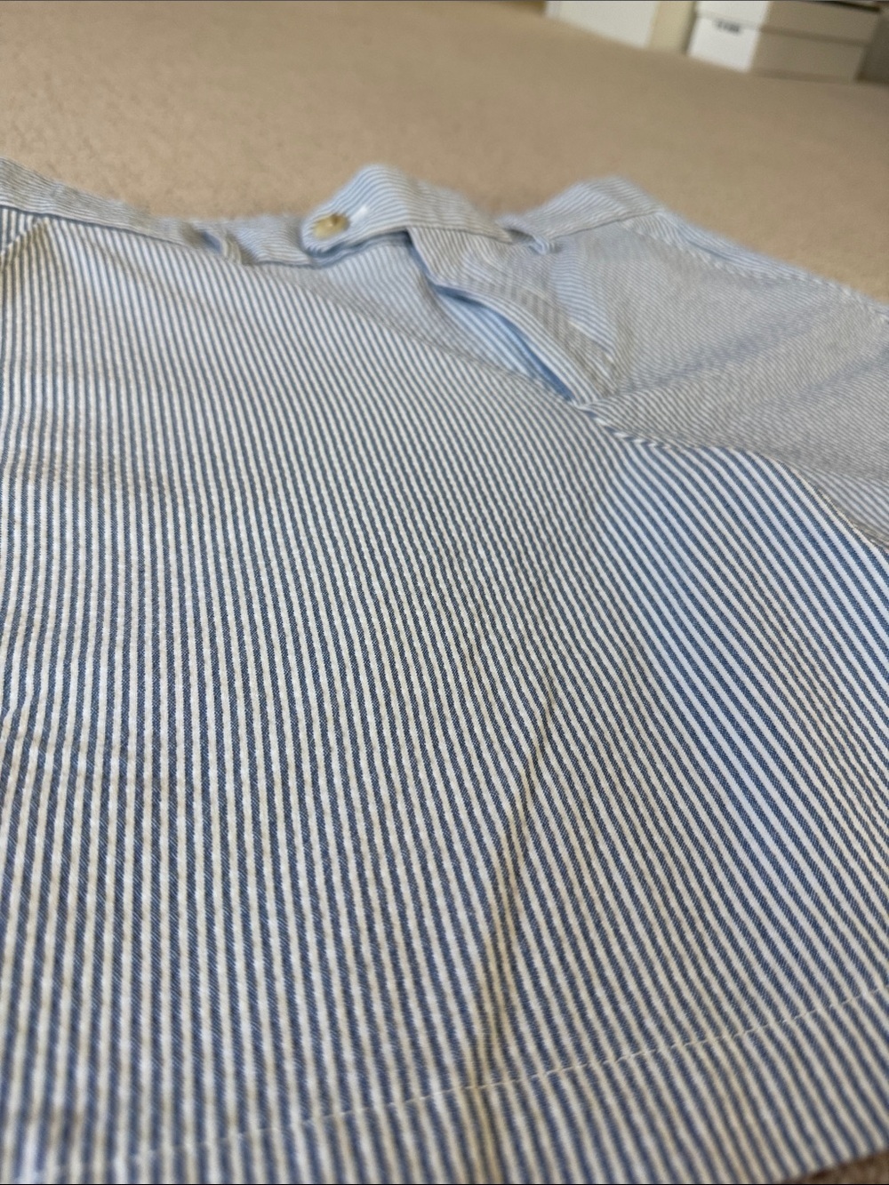 Banana Republic Seersucker High-Rise Shorts - Blue & White Stripes - Picture 2 of 6